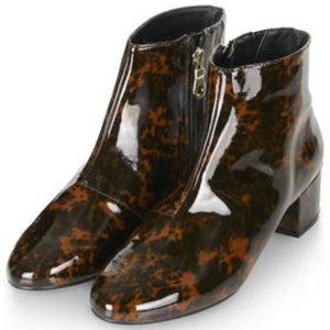 Topshop Tortoiseshell Block Heel Boots Size 8.5